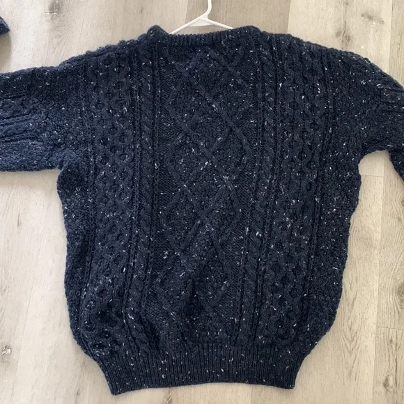 Oak Tree‎ Original Wool Crew Sweater Blue navy unisex chunky cable knit size XL